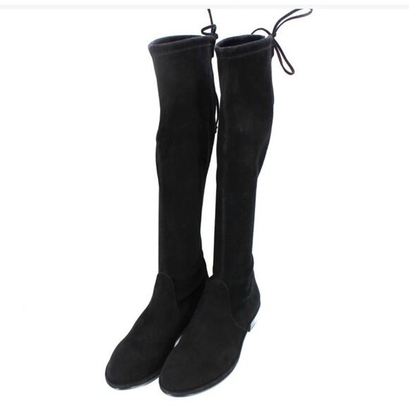 Stuart Weitzman Black Over-The-Knee Boots Reserve Stretch Suede Boot Size 5 - Picture 3 of 7